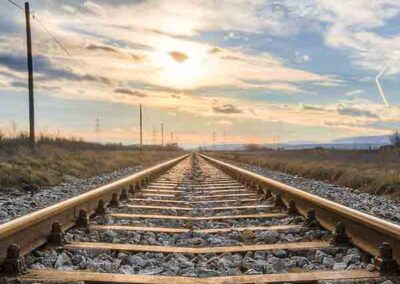 railroad track to horizon
